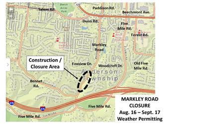 Markley Road Closed Beginning Aug. 16